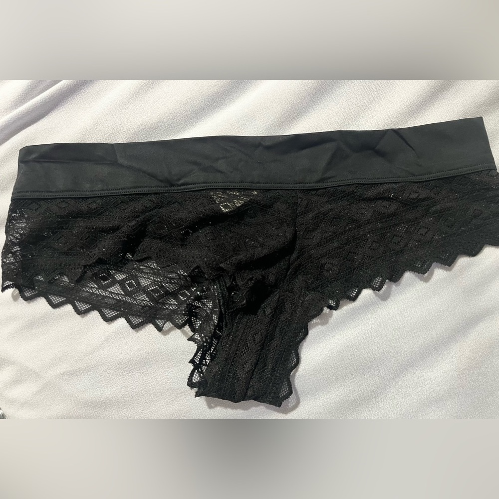 Victoria’s Secret Pink NWT black lace cheeky panty. $40 OBO